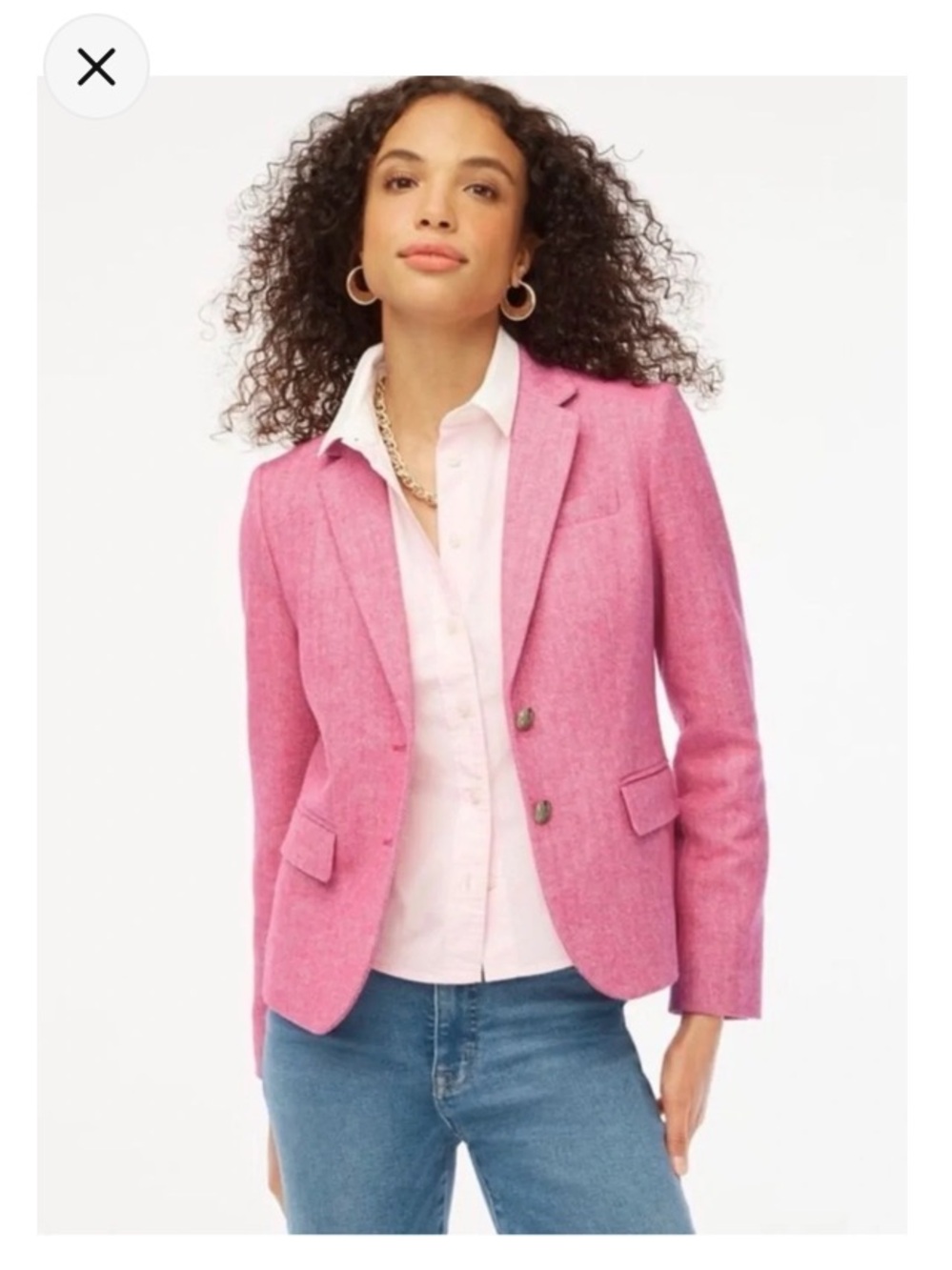 J. Crew Pink Herringbone Wool Blend Schoolboy 2 Gold Buttons Blazer size 2